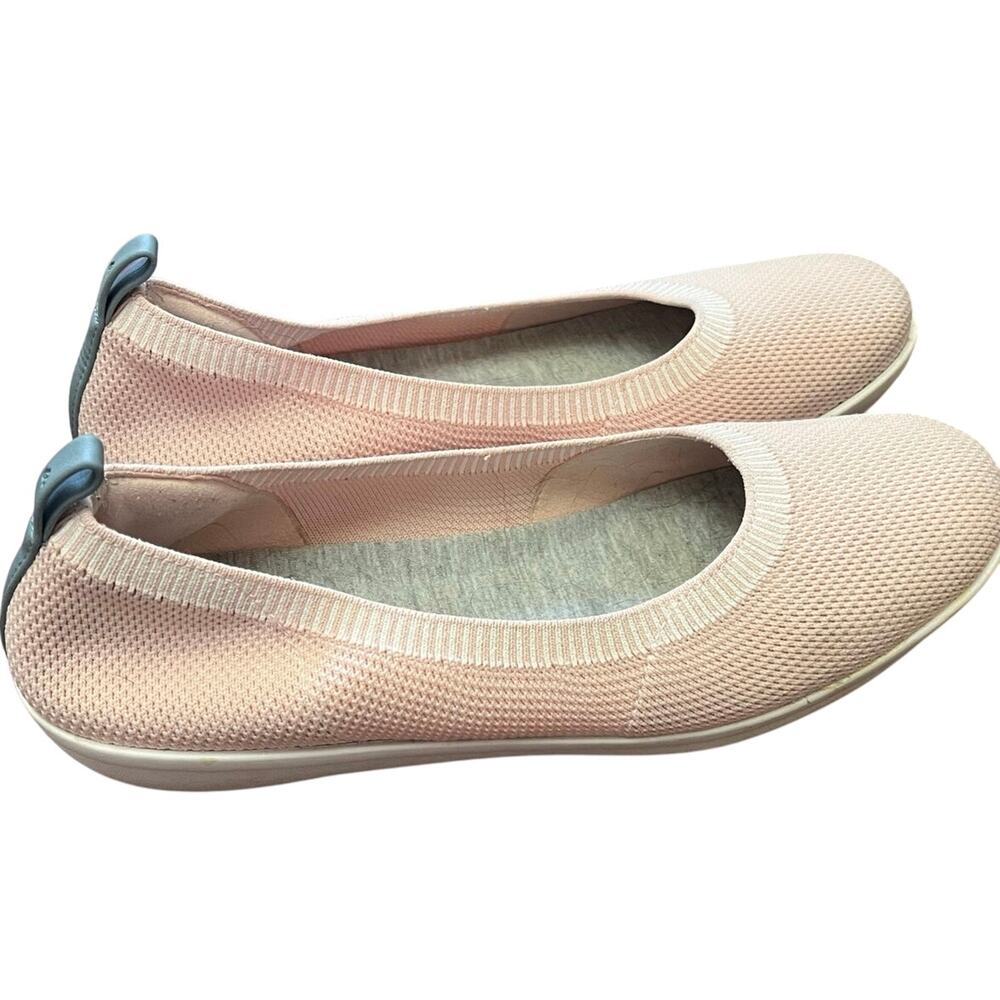 Clarks Cloudsteppers Pink Knit Ballet Flats Shoes Womens Size 10 Comfort Slip On